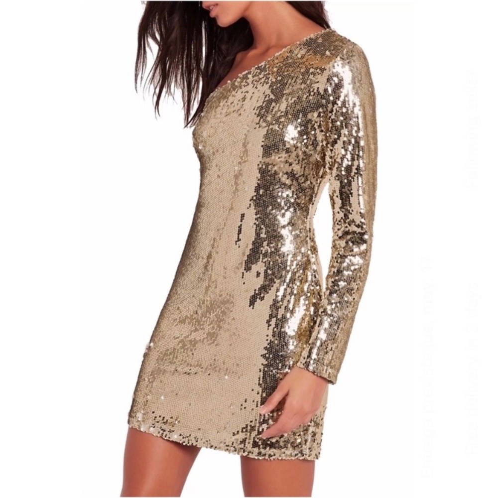 NWT Missguided Gold Sequin Mini Dress